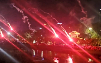 Pyrotechnic shots fired from ceremonial cannons fall into crowd in Vietnam’s Hue