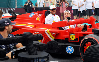 It's lights out and away they Lego for F1 drivers parade in Miami