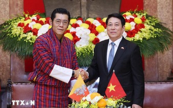 Vietnamese president hosts welcome ceremony for King, Queen of Bhutan 