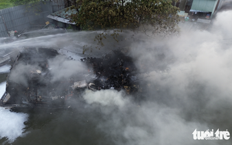 Fire engulfs yacht on Saigon River during repairs