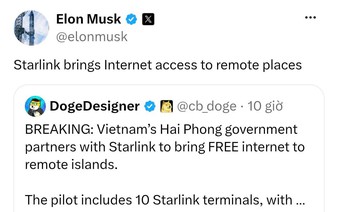 Elon Musk posts on X about satellite internet coming to northern Vietnam's remote islands