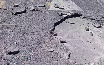 Extreme heat causes container truck tire to explode, tearing up road surface in north-central Vietnam