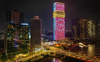 Saigon Marina IFC Tower lights up to mark 250 years of US Independence Day