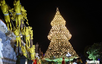 Unique Christmas trees, 200-meter-long stone-like cave attract visitors in southern Vietnam