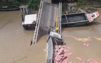 Toll bridge collapse sends truck into water in Vietnam’s Mekong Delta