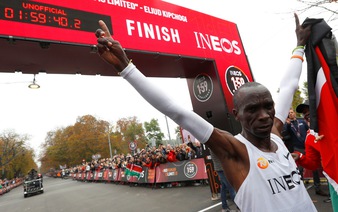 Kenya's Kipchoge busts mythical two-hour marathon barrier