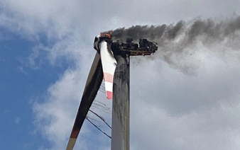 Wind turbine catches fire, loses blade in south-central Vietnam