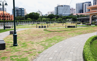 Ho Chi Minh City downtown park lawn allegedly ruined by festival LED lights