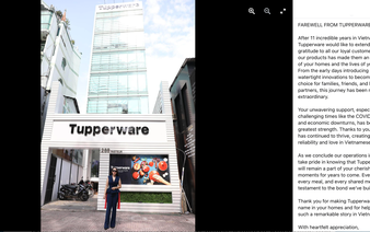 Tupperware Vietnam to cease operations by year-end as CEO announces farewell to consumers