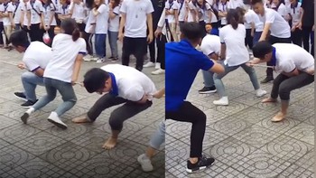 Đám đông cười ngây ngất trước hành động lạ của cô gái kéo co