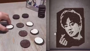 Nam thanh niên vẽ chân dung bằng bánh Oreo