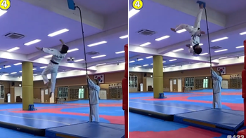 Nam sinh đá bay miếng ván ở độ cao gần 4 m