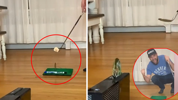 Chàng trai đánh golf bằng đĩa CD