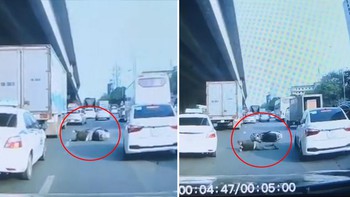 Tự ngã xe máy rồi lăn 5 vòng trước đầu ôtô 'ăn vạ'