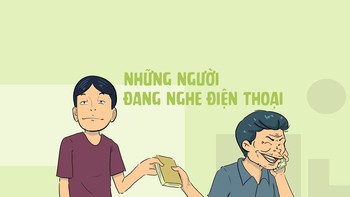 Người đang nghe điện thoại, đưa gì cũng cầm