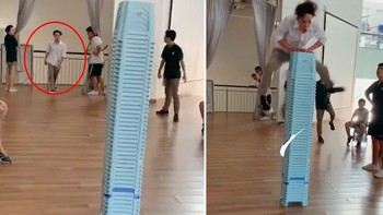Nam sinh nhảy qua hàng ghế cao hơn 1,8 mét
