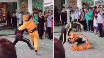 Tôn Ngộ Không đang đánh nhau với yêu quái thì bị tụt quần