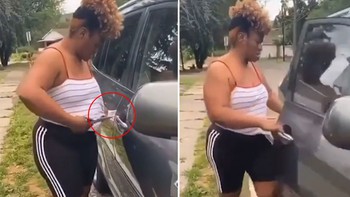 Không nhịn được cười với pha xử lý 'cồng kềnh' của cô gái bị vướng áo vào cửa ôtô