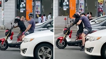 Trầm trồ chú chó 'chở' cậu chủ đi dạo bằng... xe máy