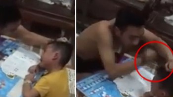Không biết làm 'mấy cộng mấy bằng 2', cậu bé bị bố túm tóc, vả mặt
