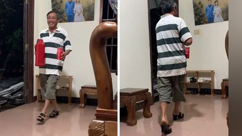 Bố đi catwalk trêu mẹ khi có đôi guốc mới