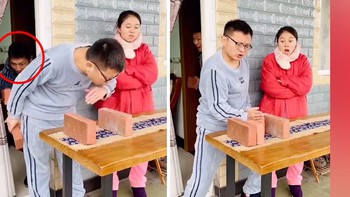 Cười xỉu màn dùng tay thể hiện sức mạnh chặt vỡ gạch trước mặt vợ