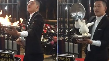 Chàng trai vào quán nhậu 'hô biến' ngọn lửa thành chim bồ câu