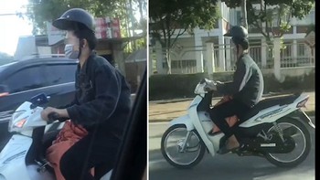 Cô gái đội mũ bảo hiểm 'có như không'