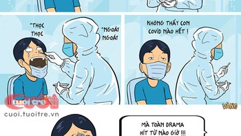 Thằng Vàng lần đầu đi lấy mẫu xét nghiệm Cô Vít