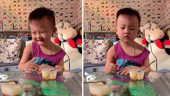 Bé trai quyết không ăn vụng dù mẹ để đồ ăn trước mặt rồi ra ngoài