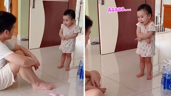 Bé gái mếu máo vì biết lỗi rồi mà bố vẫn phạt