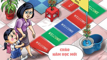 Ngày đầu tiên đi học, em vừa đi vừa khoái
