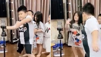 Em gái ngơ ngác vì đang nhảy bị anh bạt tai