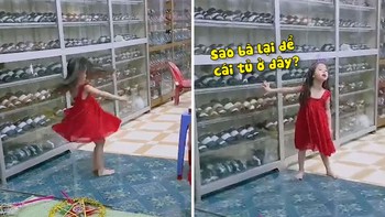 Bé gái giận dỗi trách bà khi bị đập đầu vào tủ giày
