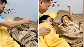Bố troll con gái 'ngủ rồi giơ tay lên'