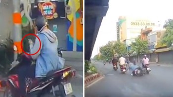 Clip: Thanh niên vừa lái xe vừa bấm điện thoại bị ngã sấp mặt