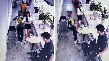 Chàng trai chạy hớt hãi ngã dập mông trước người đẹp