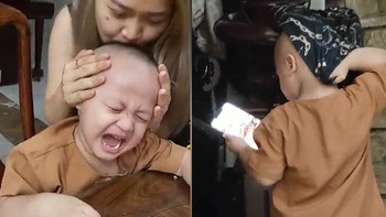 Bé trai quạu vì chị gái cứ đè đầu hôn