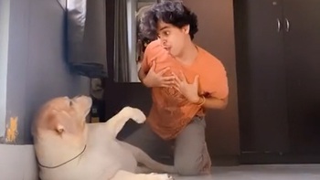 Chú chó hú hồn khi nghe sen hát