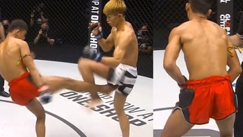 2 võ sĩ đau đớn vì đá trúng chỗ hiểm của nhau