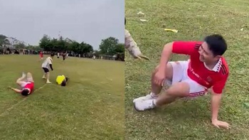 Chàng trai nằm ăn vạ kiếm penalty bất thành