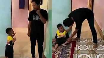 Con trai dỗi hờn vì núp tường hù dọa mà bố không chịu giật mình