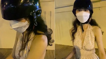 Cô gái đãng trí trách bạn trai giấu mũ bảo hiểm khi đang đội trên đầu