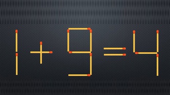 Di chuyển một que diêm để phép tính 1+9=4 thành đúng