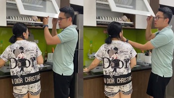 Vợ quê một cục vì ảo tưởng chiều cao khi chồng mở tủ bếp