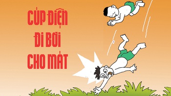 Cúp điện, hai bố con rủ nhau đi bơi cho mát