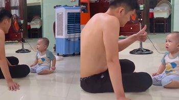 Bố giả vờ khóc để trị con trai nhõng nhẽo