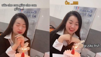 Cô gái quê một cục khi thổi nến sinh nhật ước 'cho con giàu'