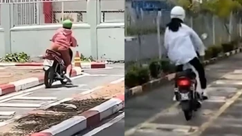 Những tình huống dở khóc dở cười khi các cô gái thi bằng lái xe máy