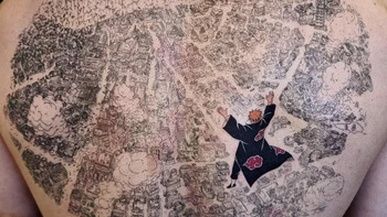 Ảnh vui 30-10: Thanh niên xăm nguyên bản đồ làng Lá lên lưng